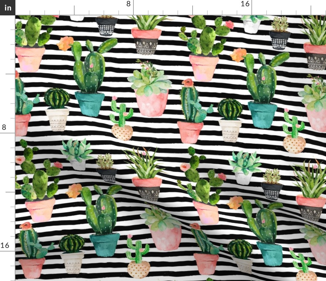 10.5" Cactus Obsession / Black & White Stripes