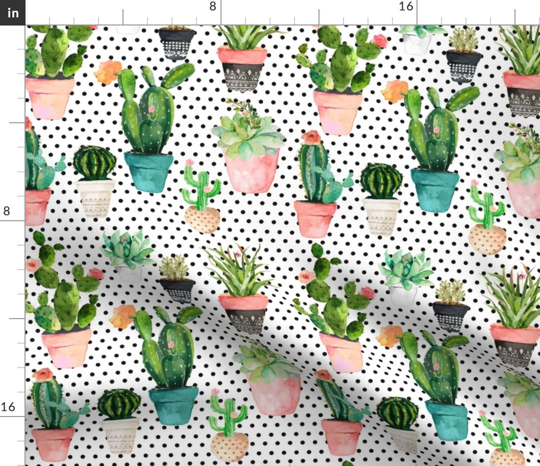 10.5" Cactus Obsession /Black & White / Polka Dots