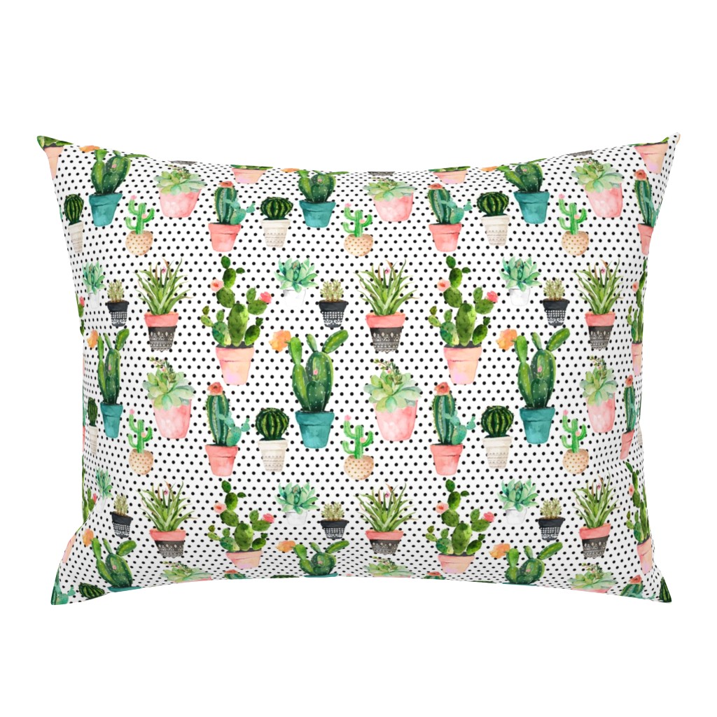 8" Cactus Obsession /Black & White / Polka Dots