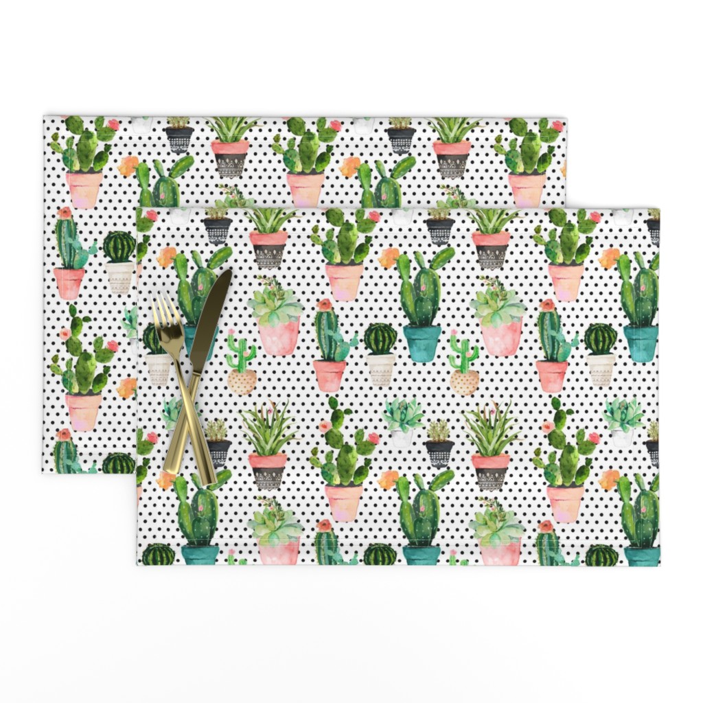 8" Cactus Obsession /Black & White / Polka Dots