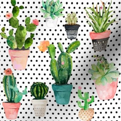 8" Cactus Obsession /Black & White / Polka Dots