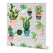 8" Cactus Obsession /Black & White / Polka Dots