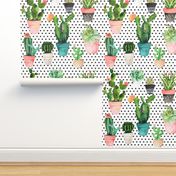 8" Cactus Obsession /Black & White / Polka Dots