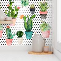 8" Cactus Obsession /Black & White / Polka Dots