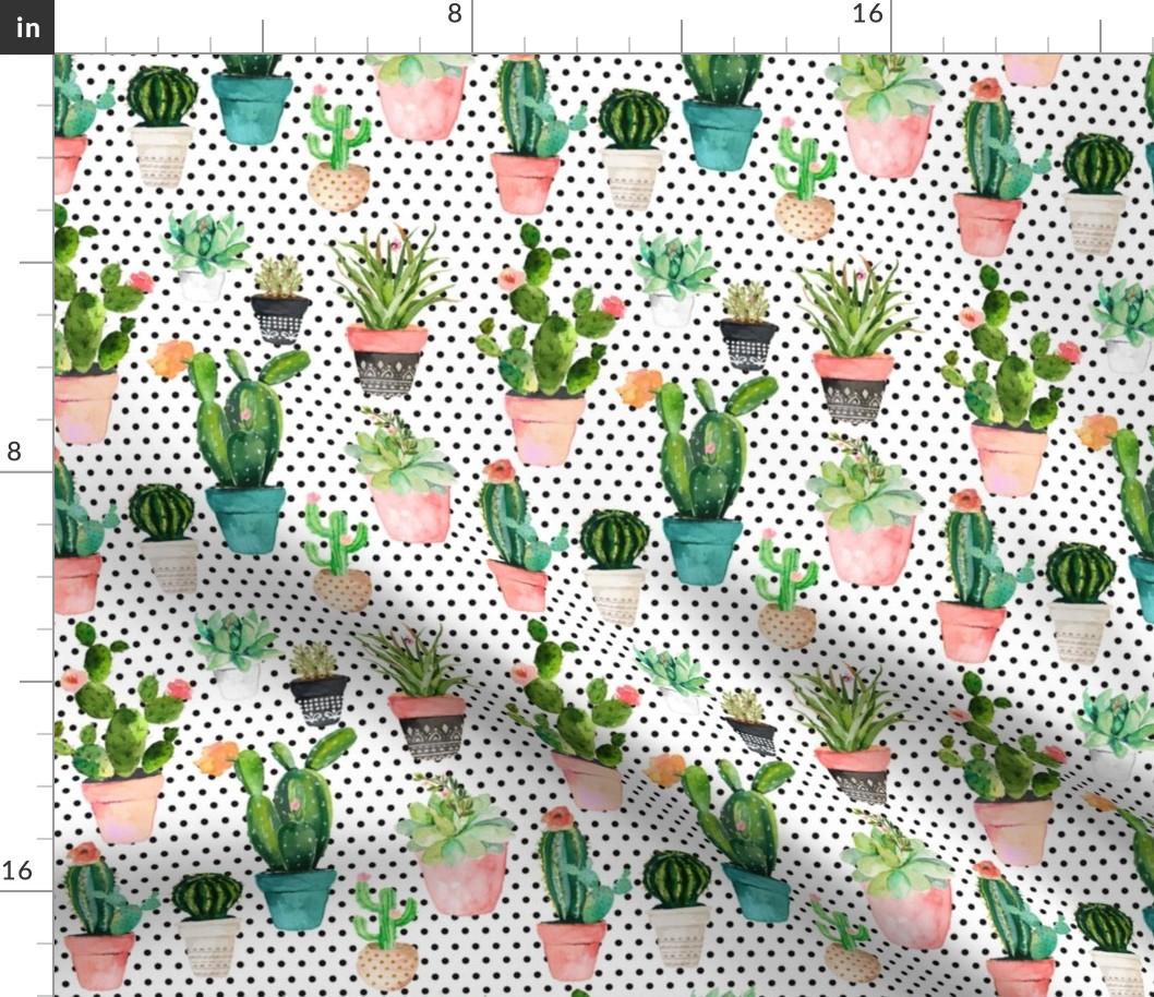 8" Cactus Obsession /Black & White / Polka Dots