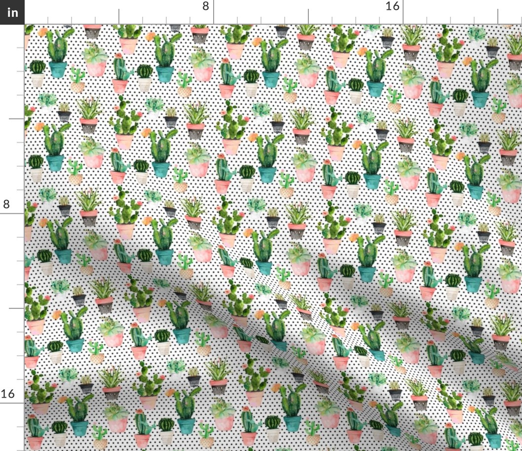 4" Cactus Obsession /Black & White / Polka Dots