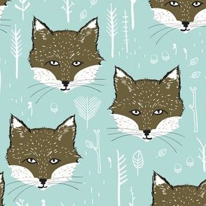 Foxy Forest (olive/ powder blue)