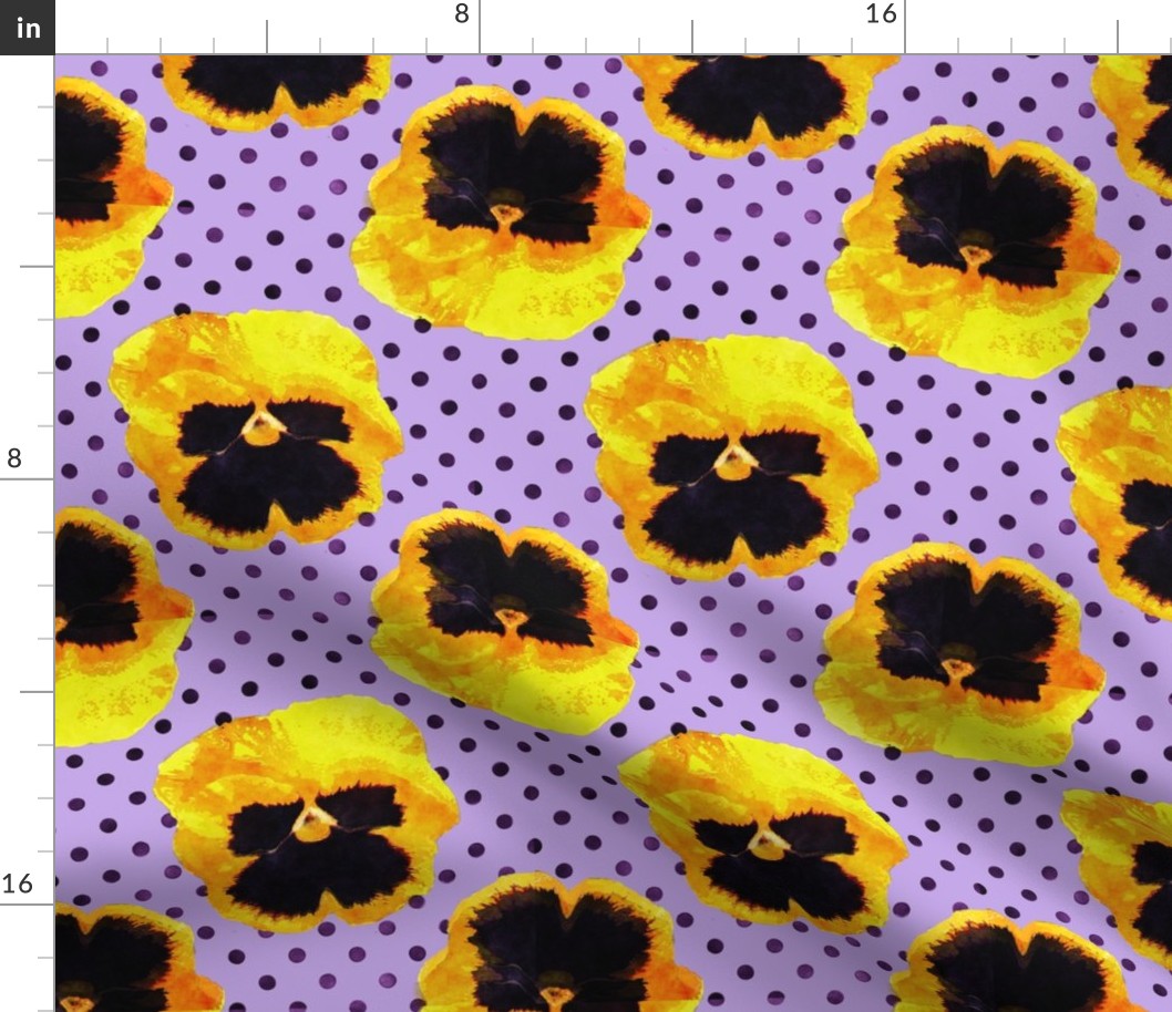 Yellow Pansies Purple Dots