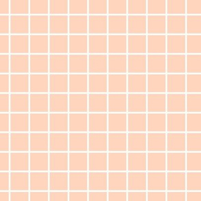 Square Grid - Coral White