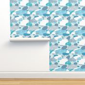 Abstract blue color pops paint and strokes colorful spots for boys