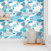 Abstract blue color pops paint and strokes colorful spots for boys