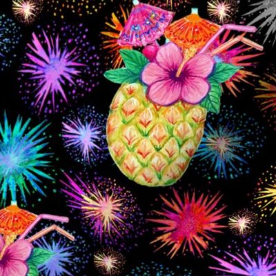  Pineapple Paradise cocktail fireworks & Tiki 