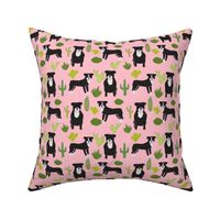 black pitbull fabric dogs and cactus design cute pitty fabric - pink