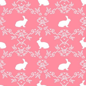 Rabbit silhouette bunny floral flamingo