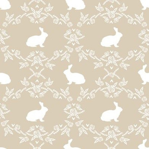 Rabbit silhouette bunny floral sand