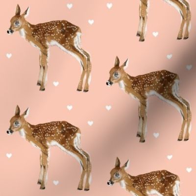 Lovely Fawn on Pink + Hearts
