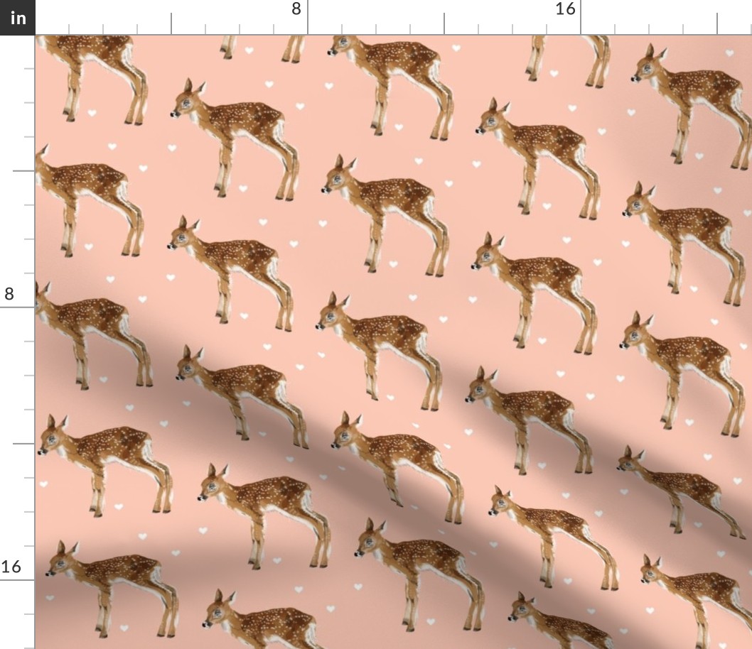 Lovely Fawn on Pink + Hearts