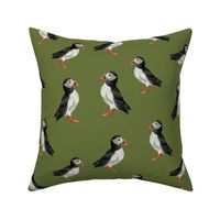 Puffin Party - Olive Green - Small