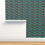 hereford cow fabric cattle and cactus design - sapphire