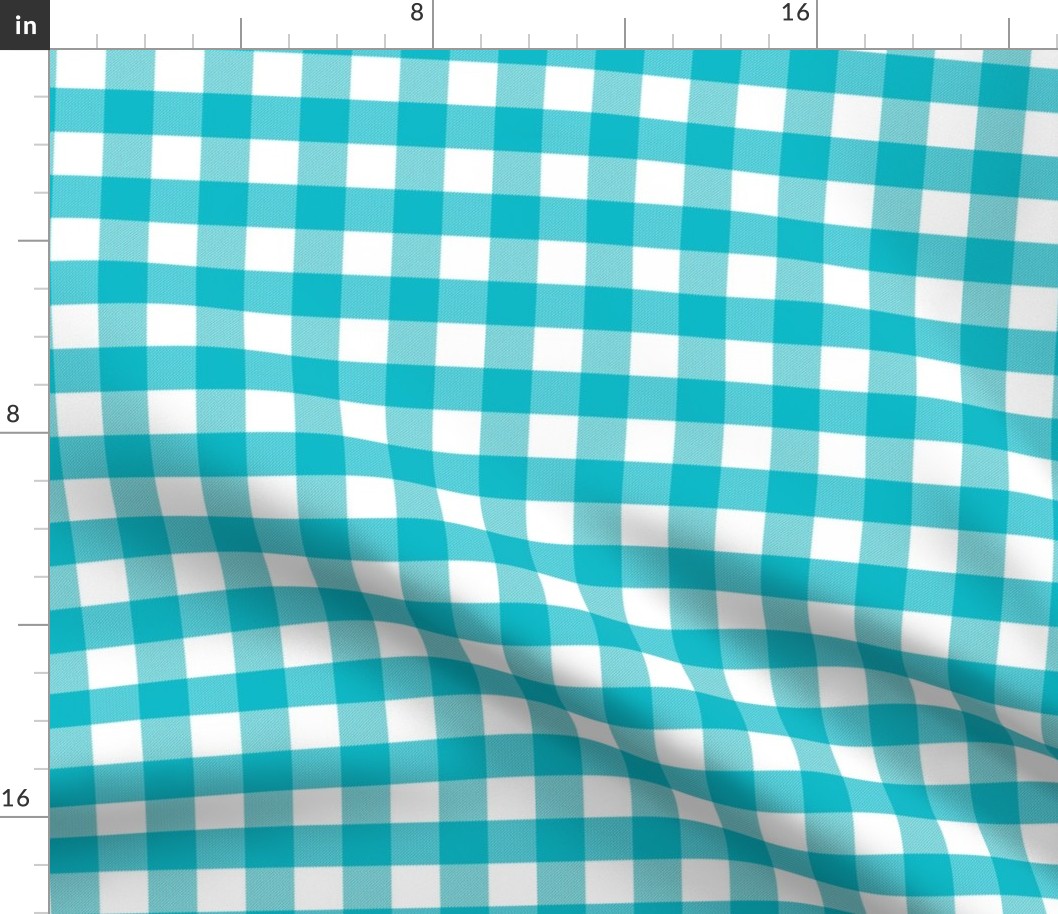turquoise gingham fabric