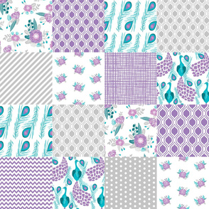 cheater quilt grey lavender and turquoise pastel nursery baby girl