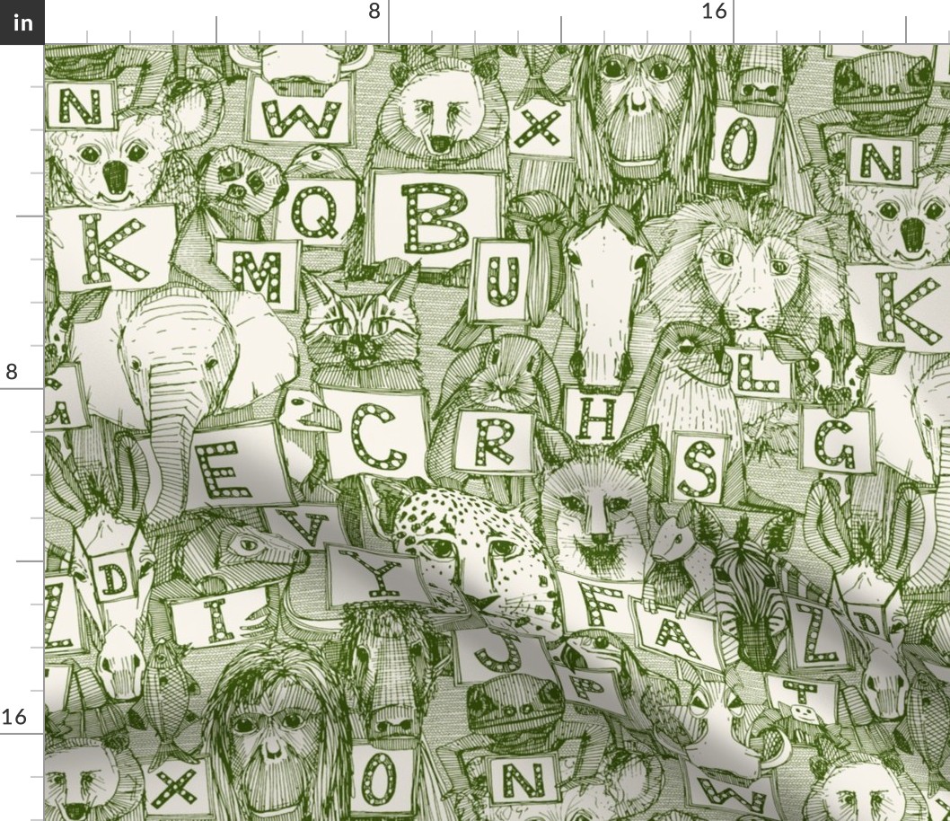 animal abc green ivory