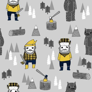 lumberjack fabric // woodcutter woodland forest illustration fall autumn design by andrea lauren