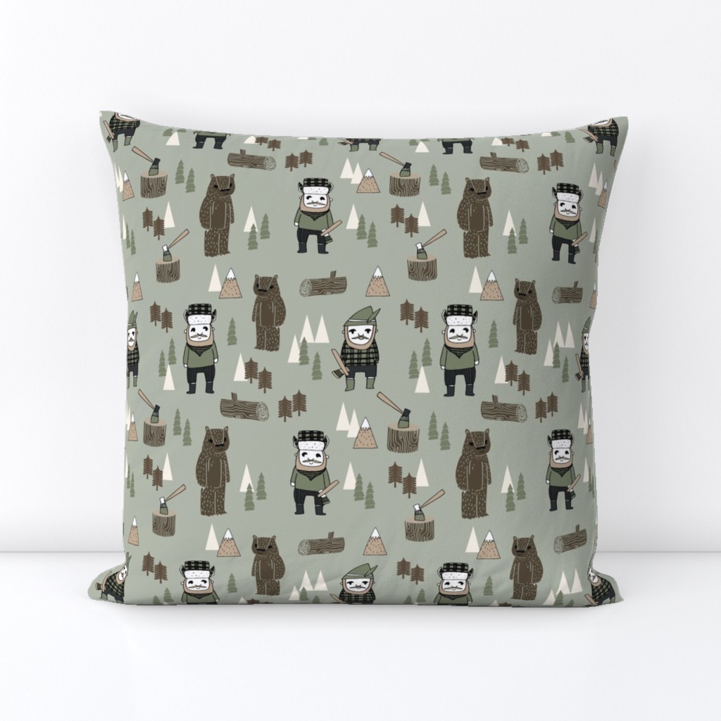 lumberjack fabric // woodcutter woodland forest illustration fall autumn design by andrea lauren