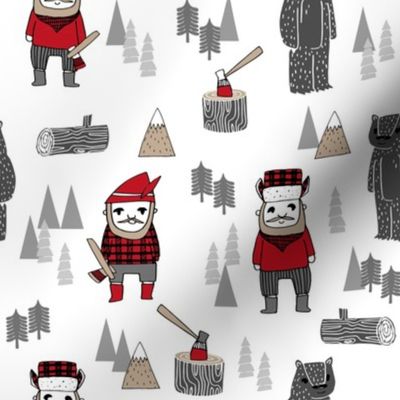 lumberjack fabric // woodcutter woodland forest illustration fall autumn design by andrea lauren