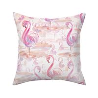 Watercolor Pink Flamingos 