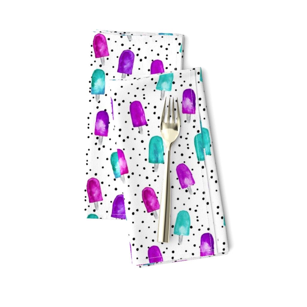 watercolor popsicles - purple and teal with dots