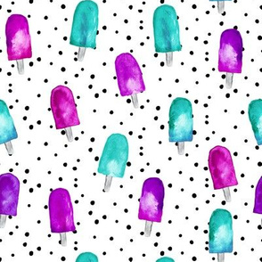watercolor popsicles - purple and teal with dots