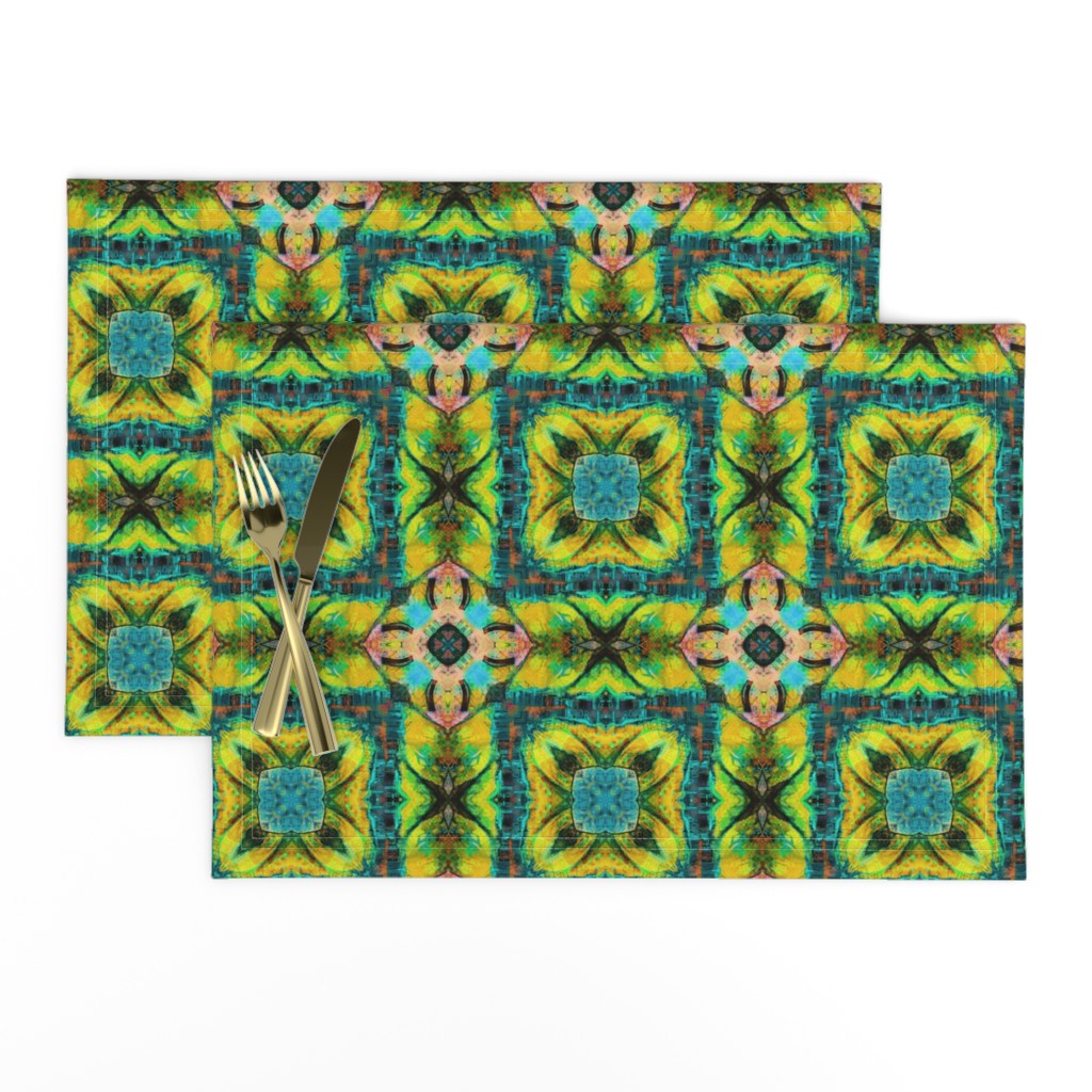 TIKI TRIBAL SQUARE 1 TURQUOISE