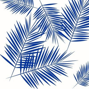 Palm leaves - cobalt on white