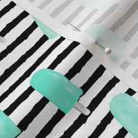watercolor popsicles on stripes - minty