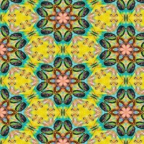 TIKI GEOMETRIC FLOWERS MANDALA YELLOW