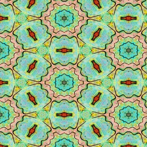 AQUATIC FLOWERS PLANKTON HEXAGONS Tribal Tiki