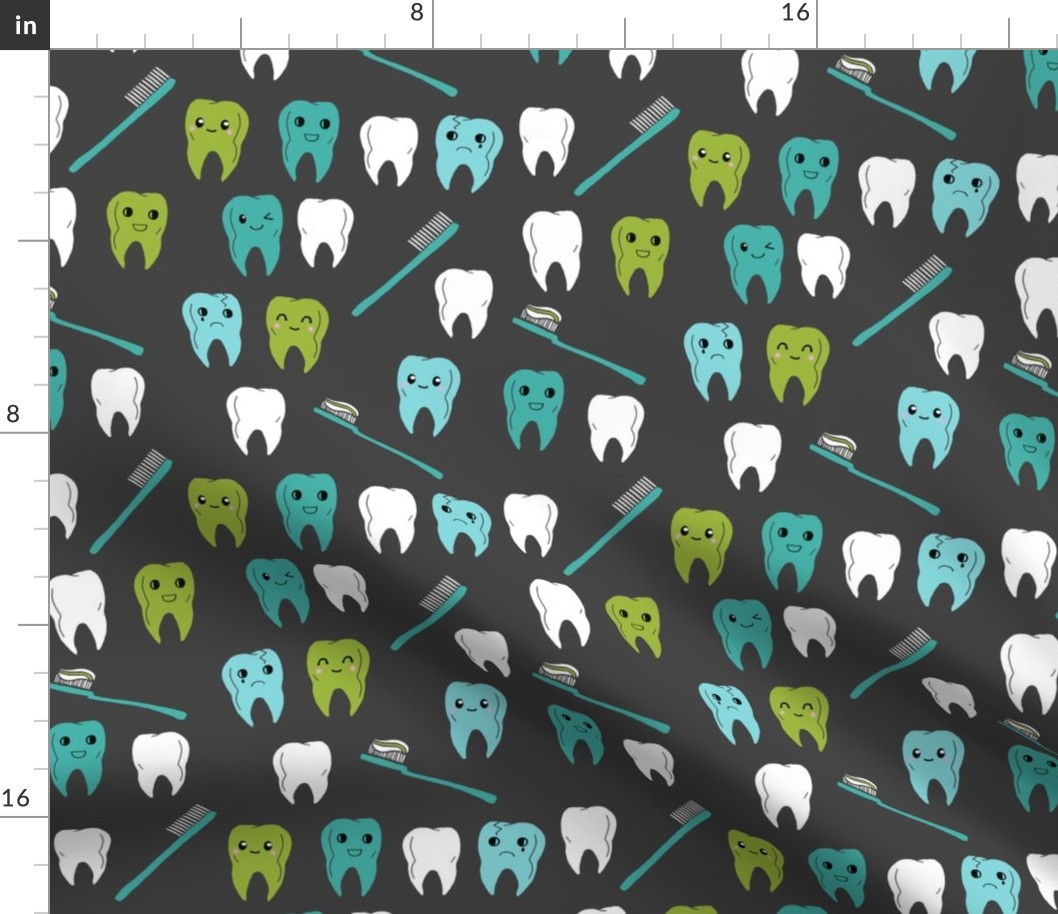 teeth fabric // cute kawaii tooth fabric, dentist teeth design by andrea lauren