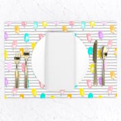 watercolor popsicles on grey stripes - multi