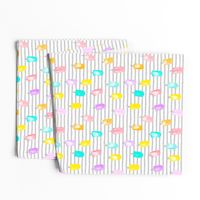 watercolor popsicles on grey stripes - multi