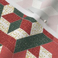 Christmas Red and Green Textured Hexagons and Diamonds