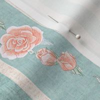 Old Fashioned Rose Stripe Pink and Turquoise