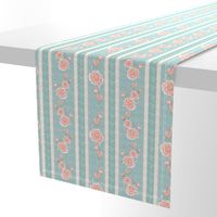 Old Fashioned Rose Stripe Pink and Turquoise