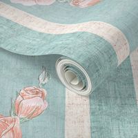 Old Fashioned Rose Stripe Pink and Turquoise