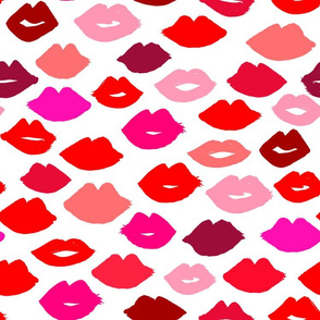 lips  fabric // lipstick fashion beauty makeup valentines kiss love fabric illustration pattern for girls