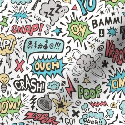 Comic Book Speech Text Bubbles Superhero Doodle