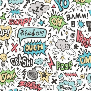 Comic Book Speech Text Bubbles Superhero Doodle