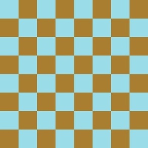 Sky Blue and Earthy Tan Checkerboard - 1 inch checks