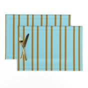 Earth and Sky Double Pinstripes in Sky Blue and Sandy Tan - 4 inch repeat