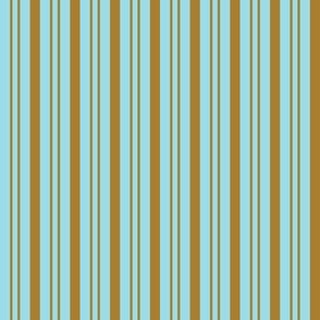 Earth and  Sky Rhythmic Stripes in Sky Blue and Sandy Tan- one inch repeat 